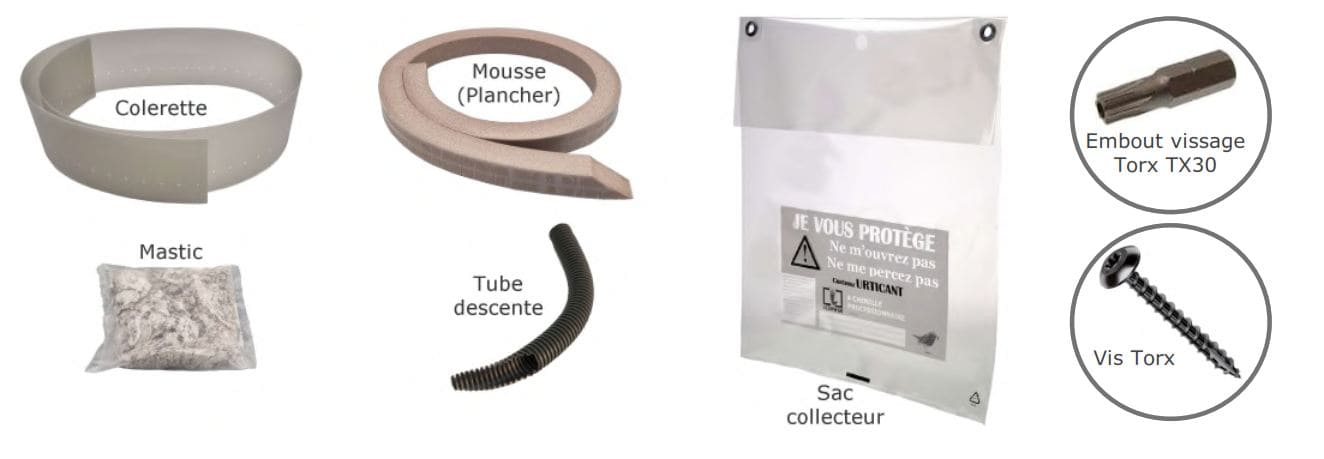 Composition du kit Écopiège transparent version vissage